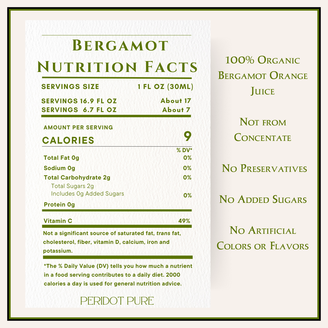 Peridot Pure Bergamot Nutrition Facts