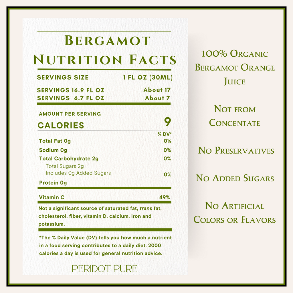Peridot Pure Bergamot Nutrition Facts Peridot Pure