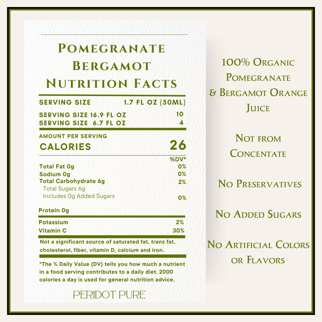 Peridot Pure Pomegranate Bergamot Nutrition Facts