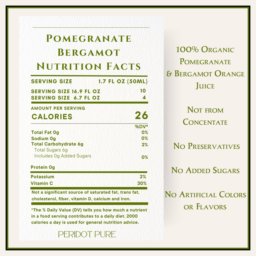 Peridot Pure Pomegranate Bergamot Nutrition Facts Peridot Pure