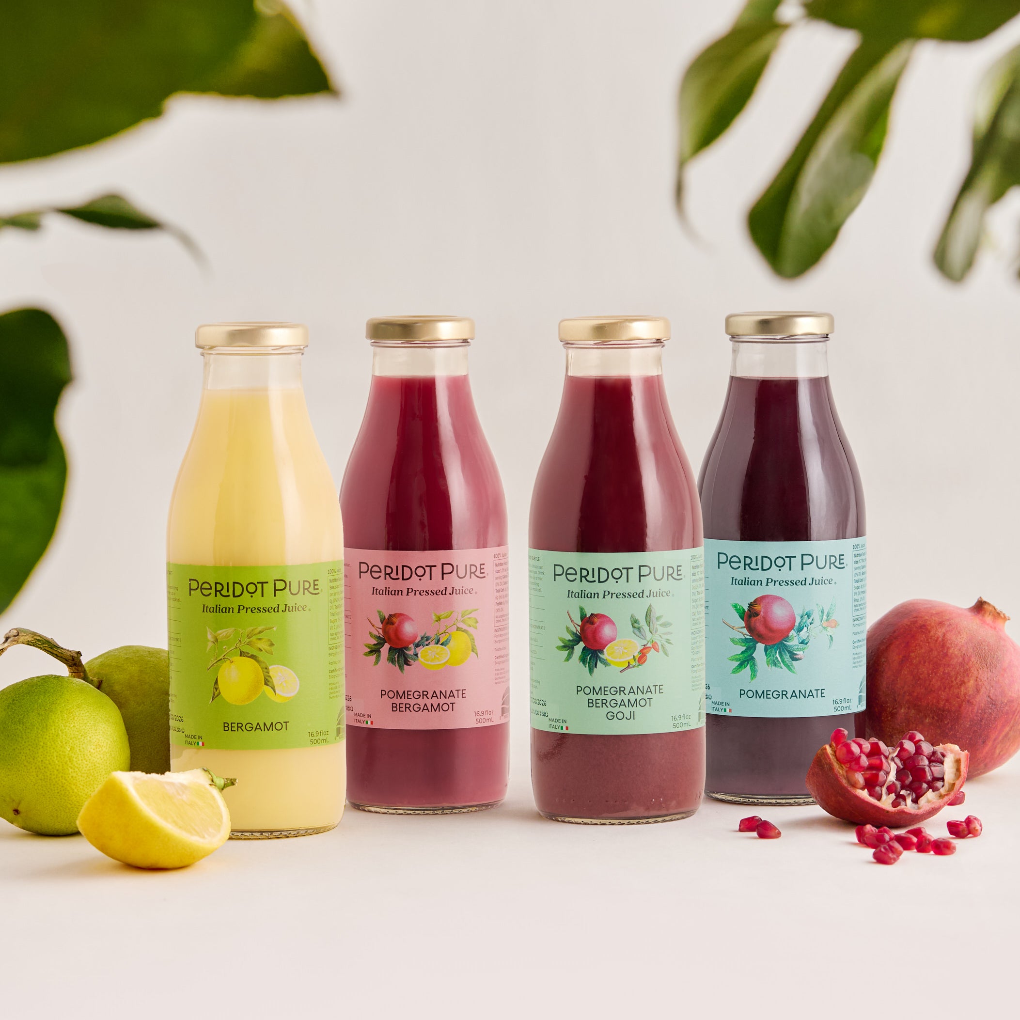 Peridot Pure Sampler Pack,  16.9 fl oz,  Bergamot, Pomegranate Bergamot, Pomegranate Bergamot Goji and Pomegranate