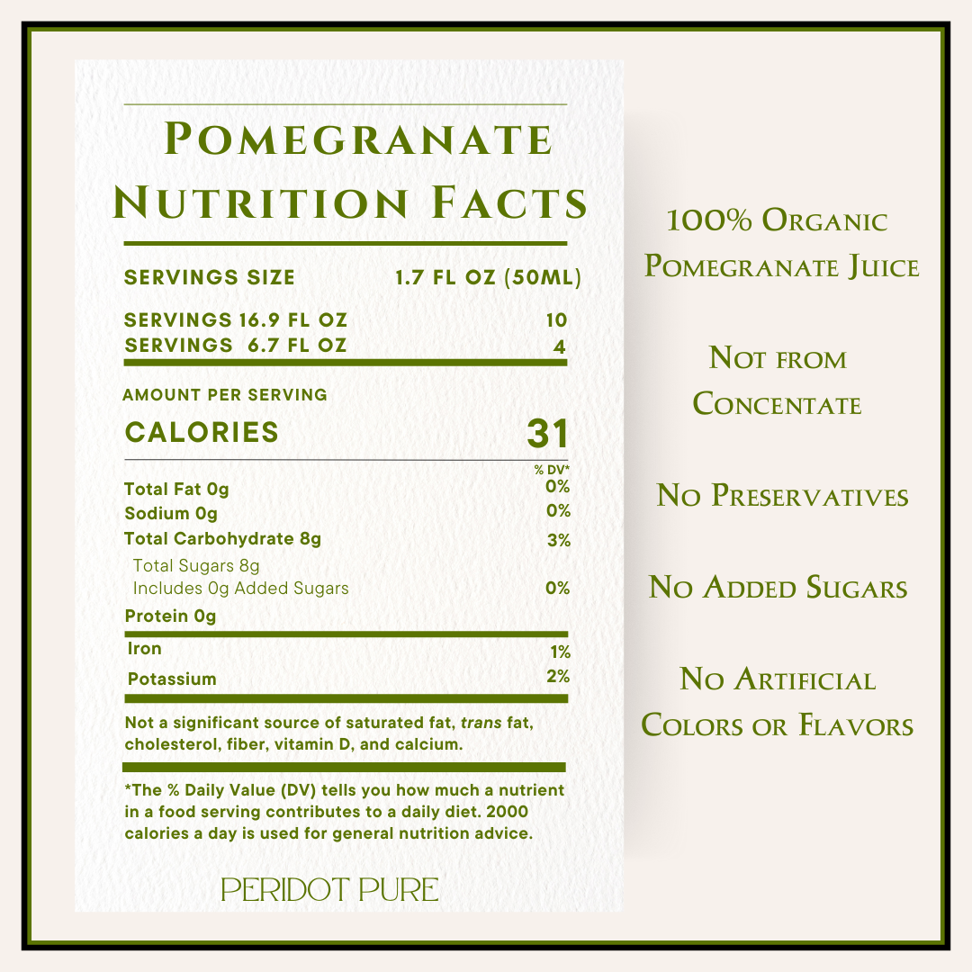 Peridot Pure Pomegranate Nutrition Facts